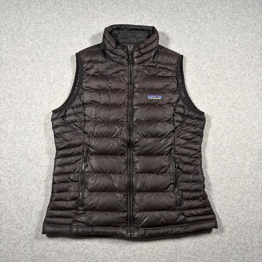 Patagonia Down Sweater Vest Women Small Black Puffer Quilted 84628 Worn